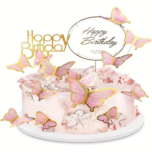 10pcs/set, Butterfly Shaped Cake Decoration, Modern Paper Butterfly Cake Toppers - Image 3