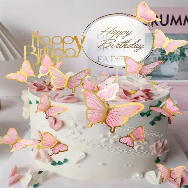 10pcs/set, Butterfly Shaped Cake Decoration, Modern Paper Butterfly Cake Toppers